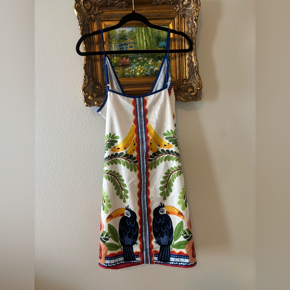 NWOT Tropical Wrap Dress with Blue Ribbon - Picture 5 of 10